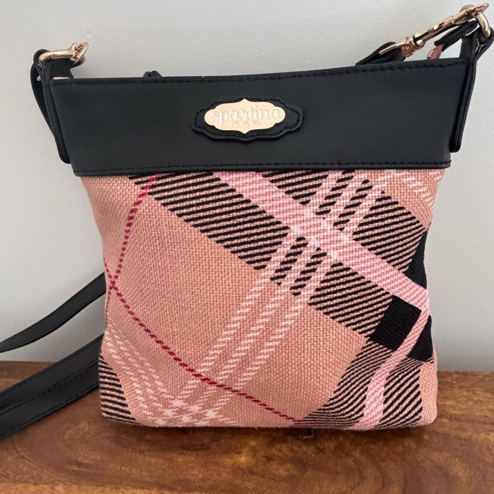 Spartina 449 Plaid Crossbody Bag in Pink and Black